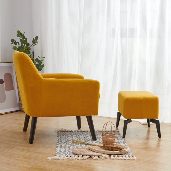 Yellow armchair and discount ottoman